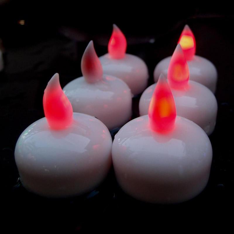 Floating Waterproof Flameless LED Tea Light Candle - Red (6 PACK) - PaperLanternStore.com - Paper Lanterns, Decor, Party Lights &amp; More