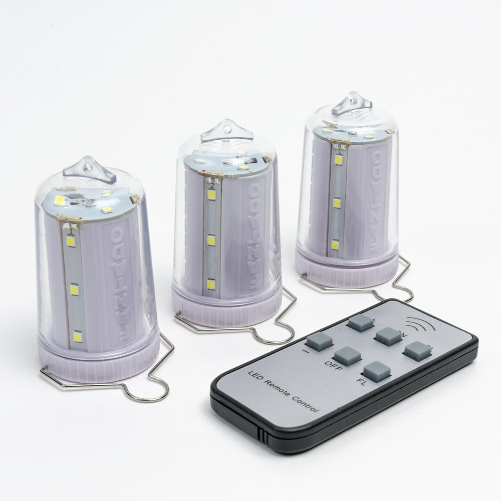 3-Pack Kit w/ Remote Control Cool White 12-LED Omni360 Omni-Directional Lantern Light, Hanging / Table Top (Battery Powered) - PaperLanternStore.com - Paper Lanterns, Decor, Party Lights & More