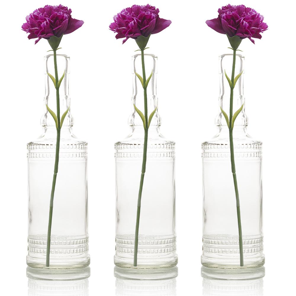 3 Pack | 8.86&quot; Camila Clear Vintage Glass Bottle with Cork - DIY Wedding Flower Bud Vases - PaperLanternStore.com - Paper Lanterns, Decor, Party Lights &amp; More