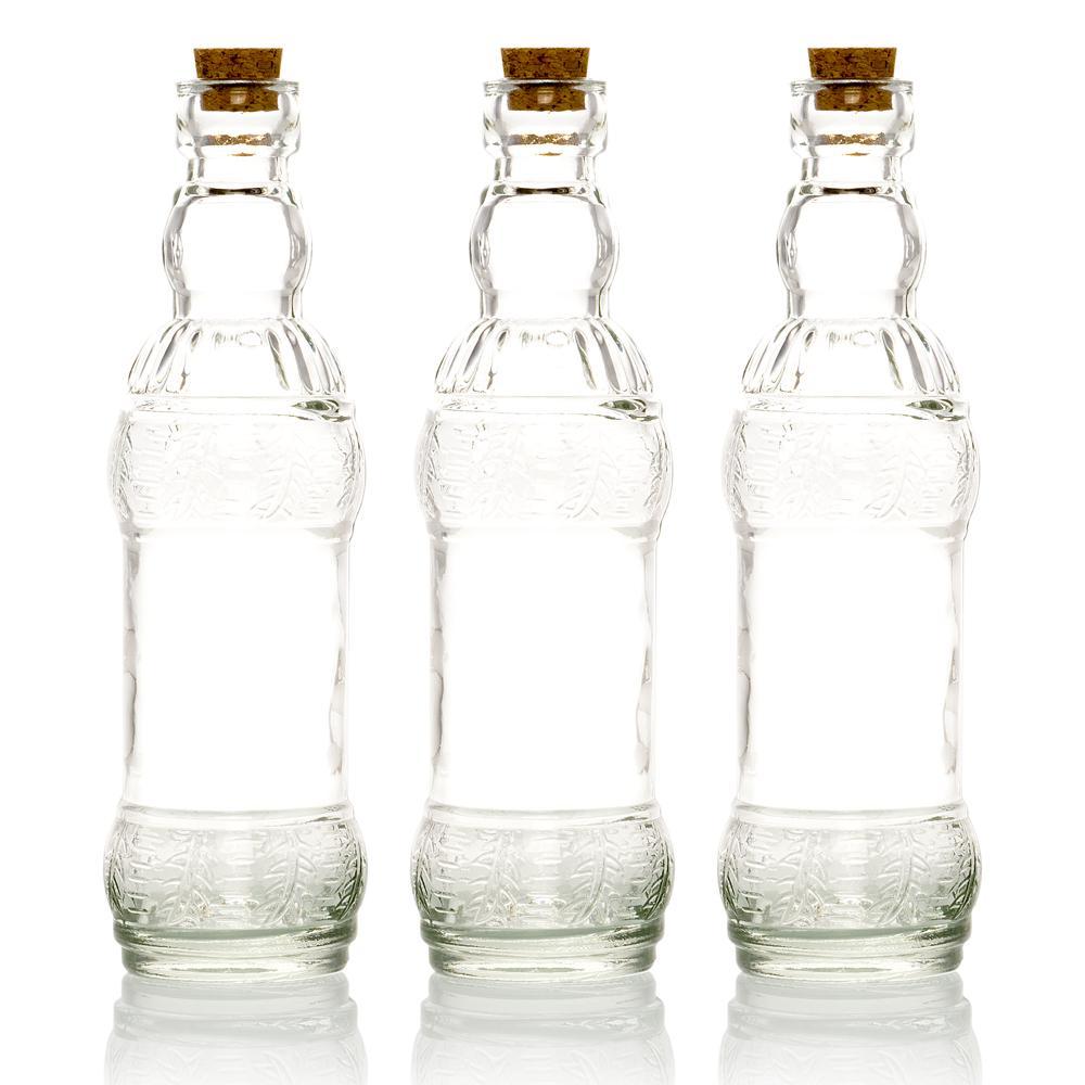 3 Pack | 6.5" Edna Clear Vintage Glass Bottle with Cork - DIY Wedding Flower Bud Vases - PaperLanternStore.com - Paper Lanterns, Decor, Party Lights & More