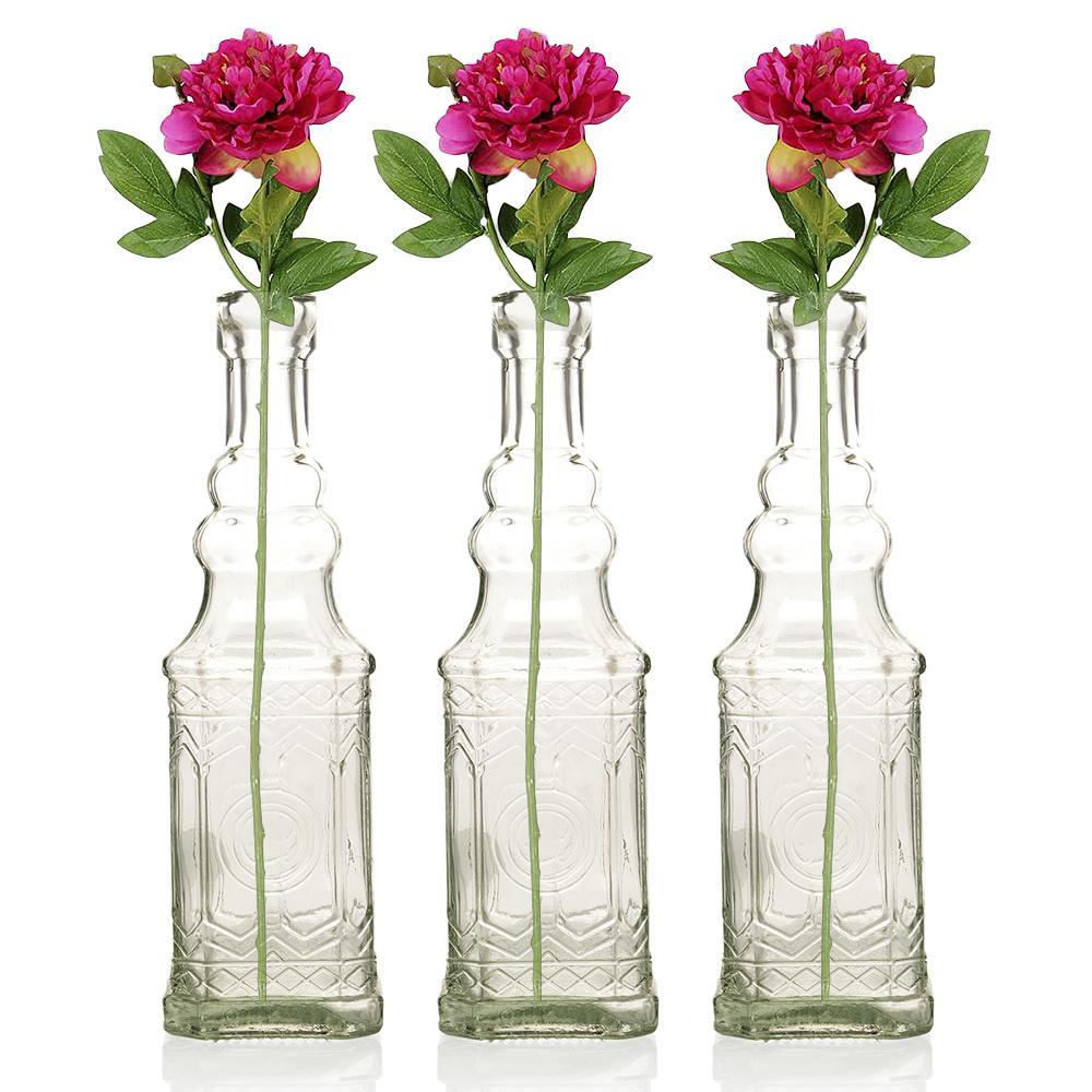 3 Pack | 6.5&quot; Ella Clear Vintage Glass Bottle with Cork - DIY Wedding Flower Bud Vases - PaperLanternStore.com - Paper Lanterns, Decor, Party Lights &amp; More