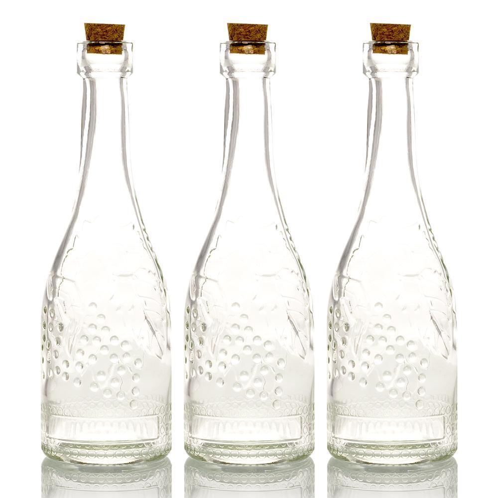3 Pack | 6.6" Stella Clear Vintage Glass Bottle with Cork - DIY Wedding Flower Bud Vases - PaperLanternStore.com - Paper Lanterns, Decor, Party Lights & More