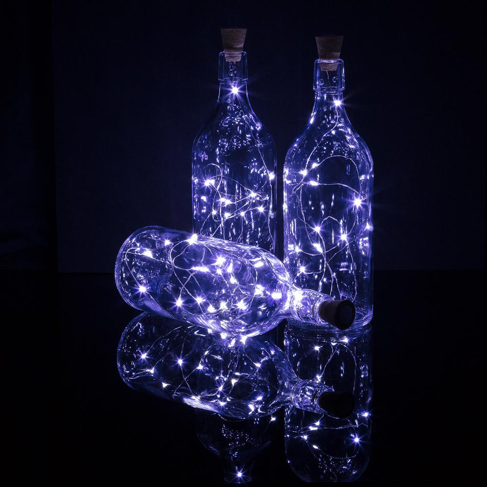 3 Pack|15 Super Bright Cool White LED Battery Operated Wine Bottle lights With Real Cork DIY Fairy String Light For Home Wedding Party Decoration - PaperLanternStore.com - Paper Lanterns, Decor, Party Lights & More