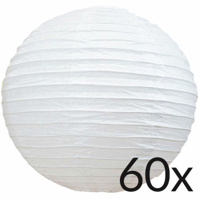 BULK PACK (60) 30" White Jumbo Round Paper Lantern, Even Ribbing,  Chinese Hanging Wedding & Party Decoration - PaperLanternStore.com - Paper Lanterns, Decor, Party Lights & More