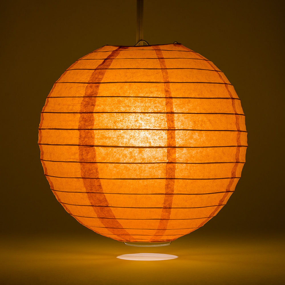 30&quot; Burnt Orange Jumbo Round Paper Lantern, Even Ribbing, Chinese Hanging Wedding &amp; Party Decoration - PaperLanternStore.com - Paper Lanterns, Decor, Party Lights &amp; More