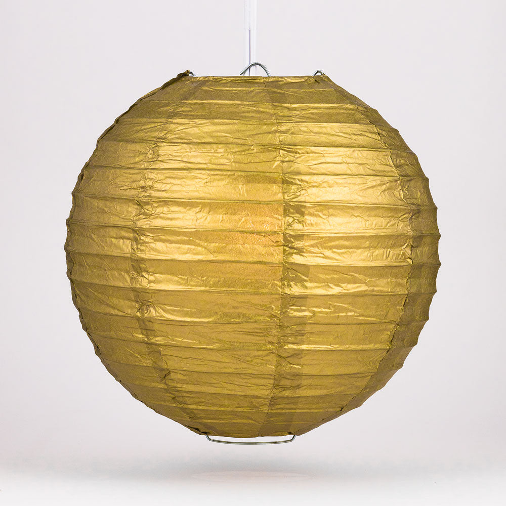 30&quot; Gold Jumbo Round Paper Lantern, Even Ribbing, Chinese Hanging Wedding &amp; Party Decoration - PaperLanternStore.com - Paper Lanterns, Decor, Party Lights &amp; More