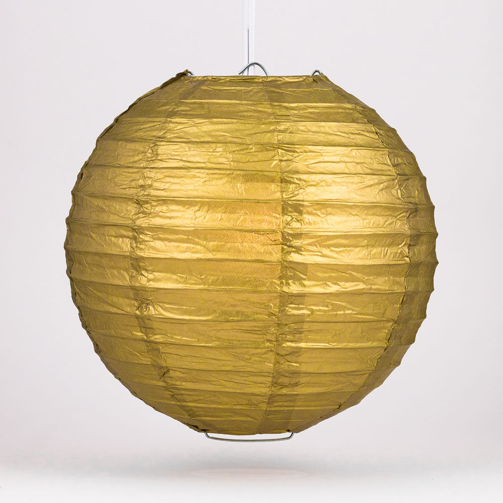 30" Gold Jumbo Round Paper Lantern, Even Ribbing, Chinese Hanging Wedding & Party Decoration - PaperLanternStore.com - Paper Lanterns, Decor, Party Lights & More