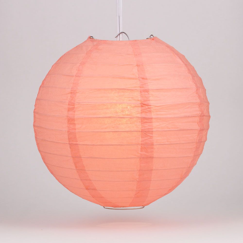 30&quot; Roseate / Pink Coral Jumbo Round Paper Lantern, Even Ribbing, Chinese Hanging Wedding &amp; Party Decoration - PaperLanternStore.com - Paper Lanterns, Decor, Party Lights &amp; More