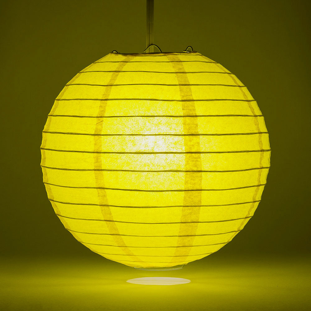 30" Yellow Jumbo Round Paper Lantern, Even Ribbing, Chinese Hanging Wedding & Party Decoration - PaperLanternStore.com - Paper Lanterns, Decor, Party Lights & More