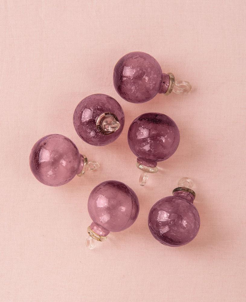 Purple Cassandra Mini Recycled Glass Ball Ornament, Set of 6 - PaperLanternStore.com - Paper Lanterns, Decor, Party Lights &amp; More