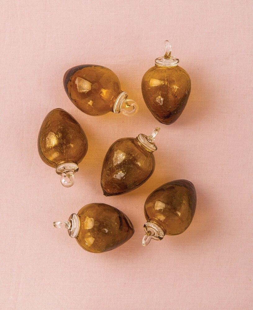 Root Beer Brown Raine Mini Recycled Glass Bulb Ornament, Set of 6 - PaperLanternStore.com - Paper Lanterns, Decor, Party Lights &amp; More