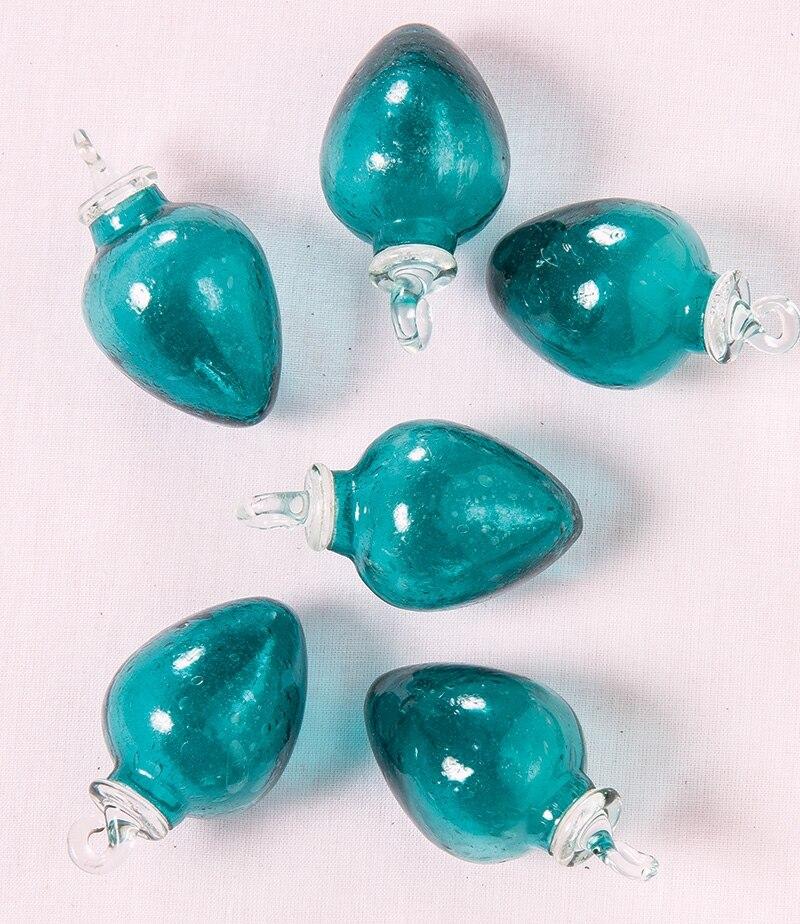 Teal Raine Mini Recycled Glass Bulb Ornament, Set of 6 - PaperLanternStore.com - Paper Lanterns, Decor, Party Lights &amp; More