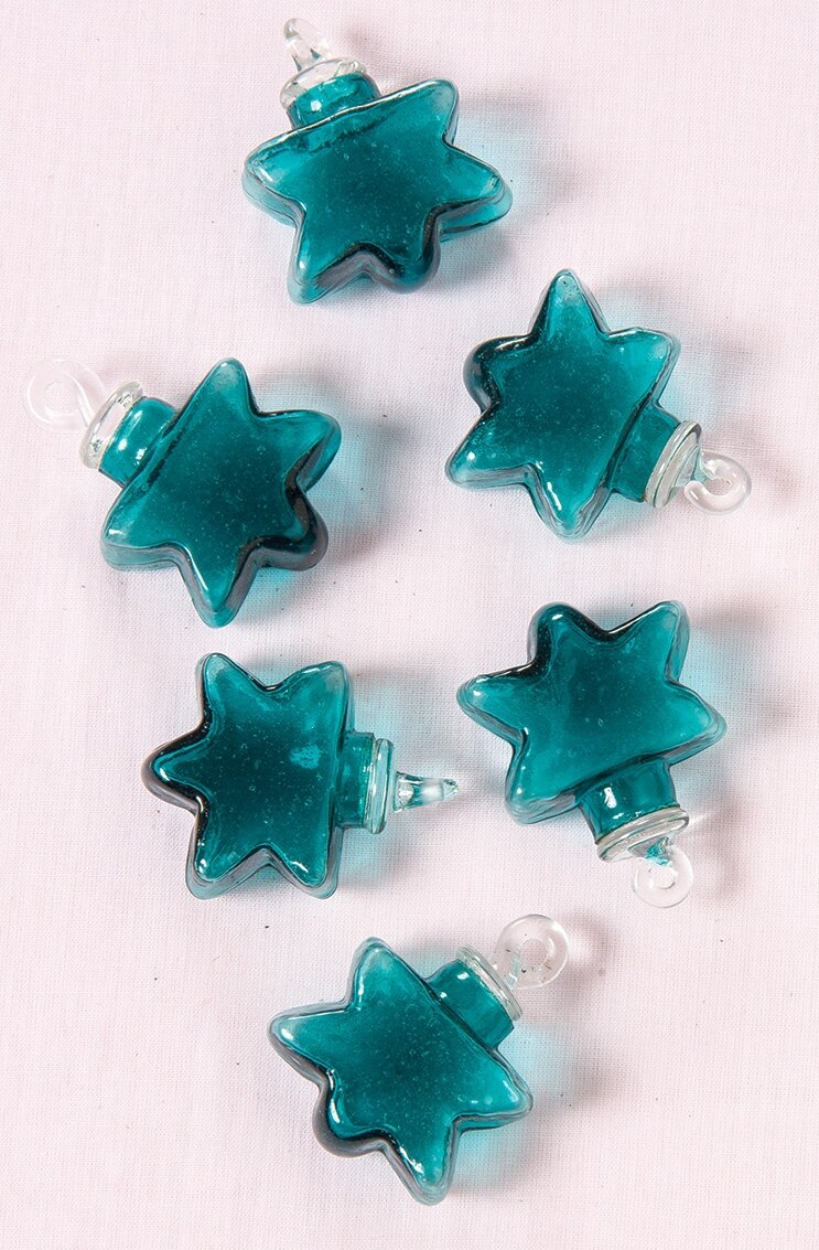 Teal Imogen Mini Recycled Glass Star Ornament, Set of 6 - PaperLanternStore.com - Paper Lanterns, Decor, Party Lights &amp; More