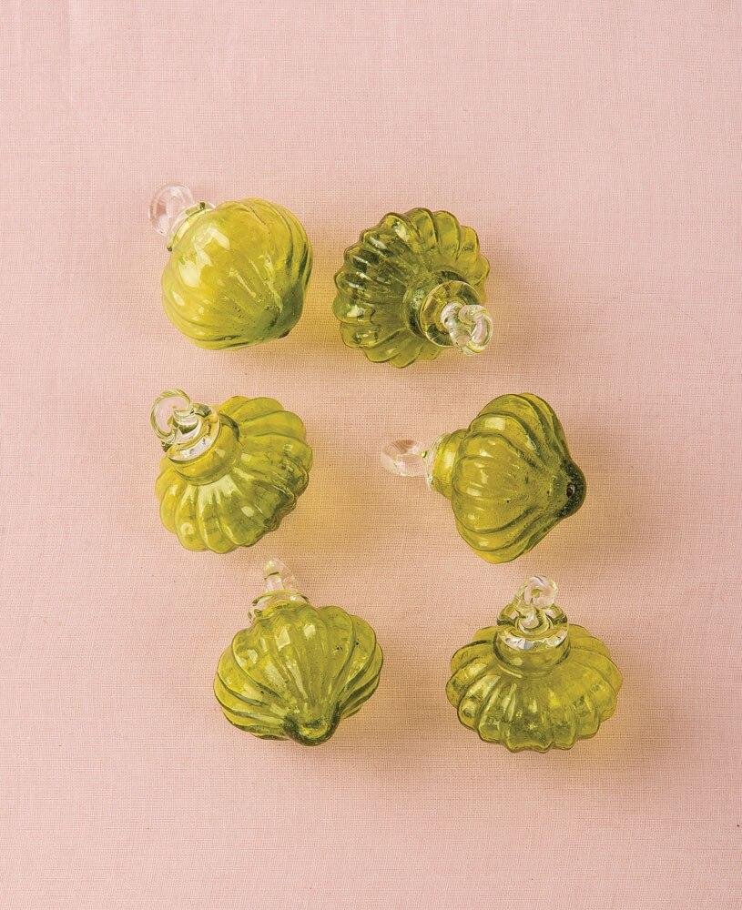 Bottle Green Lucy Mini Recycled Glass Bulb Ornament, Set of 6 - PaperLanternStore.com - Paper Lanterns, Decor, Party Lights &amp; More