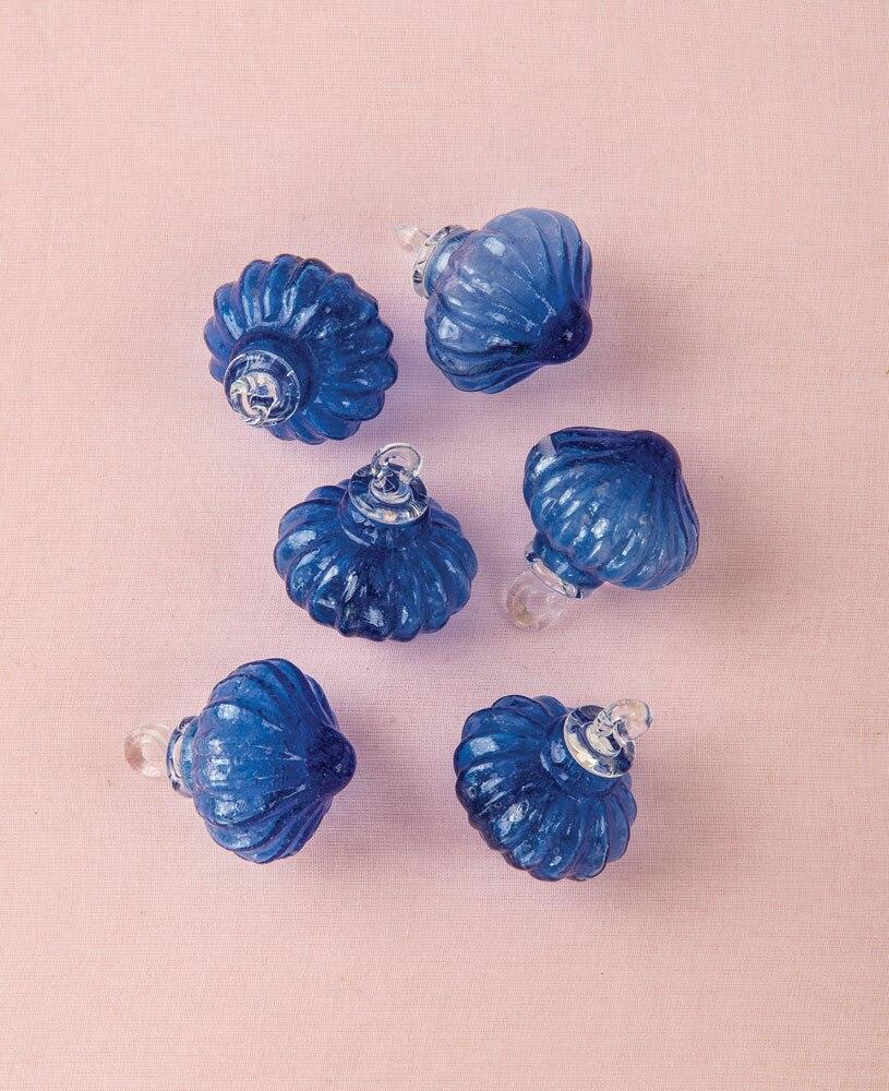 Cobalt Blue Lucy Mini Recycled Glass Bulb Ornament, Set of 6 - PaperLanternStore.com - Paper Lanterns, Decor, Party Lights &amp; More