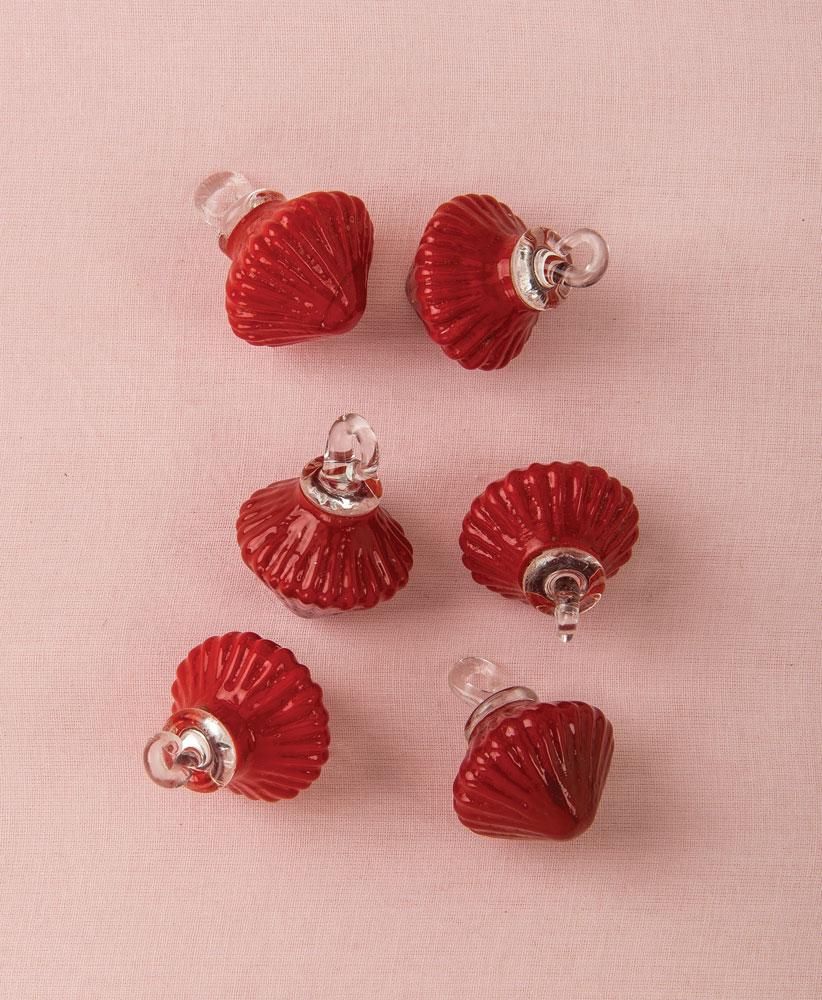 Chipotle Red Iris Mini Recycled Glass Bulb Ornament, Set of 6 - PaperLanternStore.com - Paper Lanterns, Decor, Party Lights &amp; More