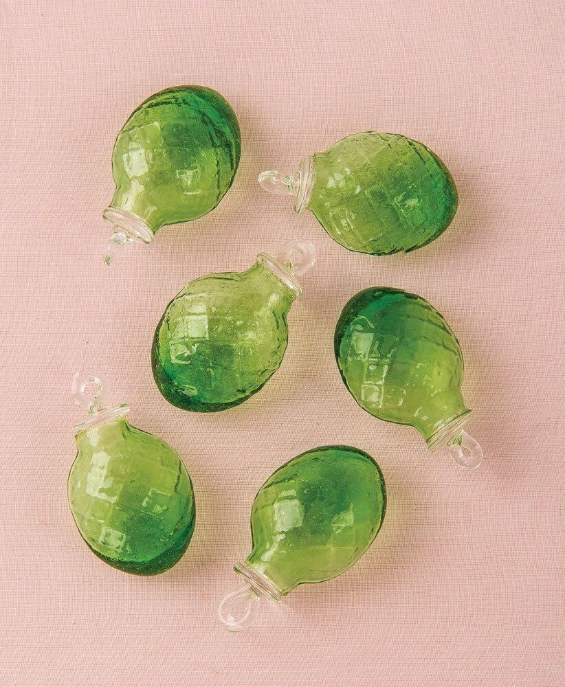 Light Green Willow Mini Recycled Glass Ornament, Set of 6 - PaperLanternStore.com - Paper Lanterns, Decor, Party Lights &amp; More