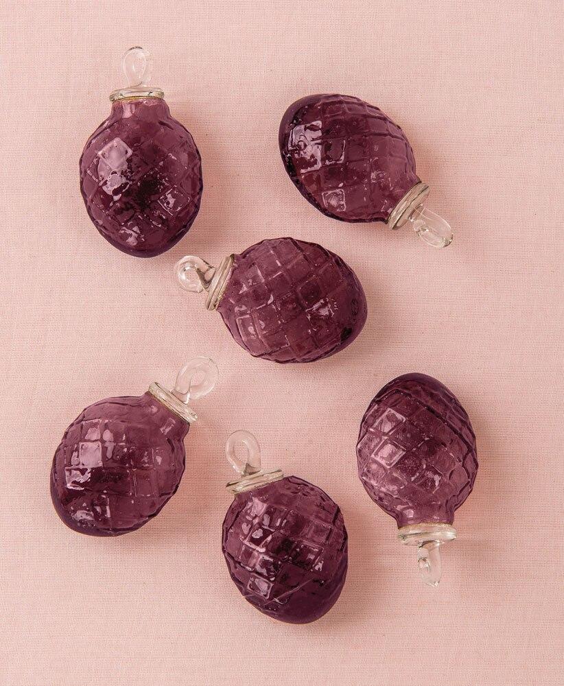 Purple Willow Mini Recycled Glass Ornament, Set of 6 - PaperLanternStore.com - Paper Lanterns, Decor, Party Lights &amp; More