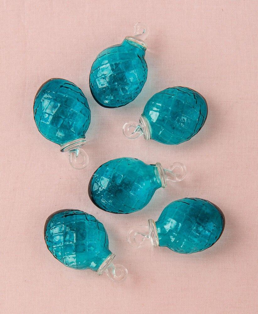 Teal Willow Mini Recycled Glass Ornament, Set of 6 - PaperLanternStore.com - Paper Lanterns, Decor, Party Lights &amp; More