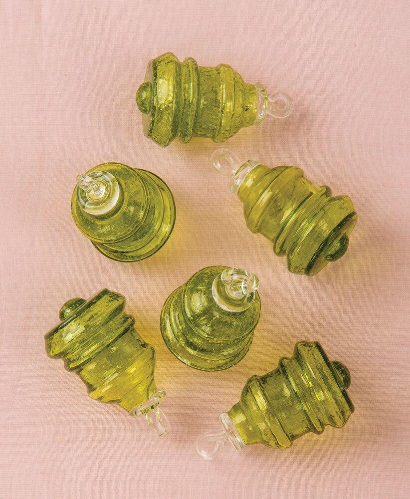 Bottle Green Bella Mini Recycled Glass Ornament, Set of 6 - PaperLanternStore.com - Paper Lanterns, Decor, Party Lights &amp; More
