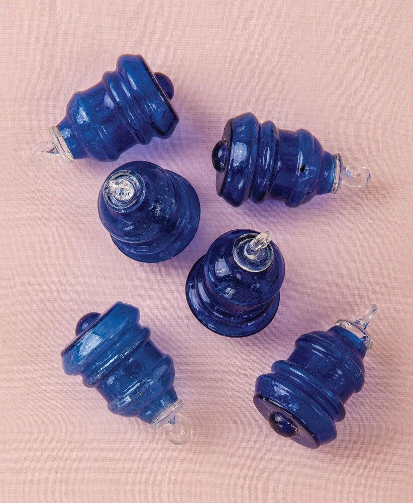 Cobalt Blue Bella Mini Recycled Glass Ornament, Set of 6 - PaperLanternStore.com - Paper Lanterns, Decor, Party Lights &amp; More