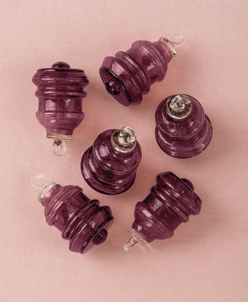 Purple Bella Mini Recycled Glass Ornament, Set of 6 - PaperLanternStore.com - Paper Lanterns, Decor, Party Lights &amp; More