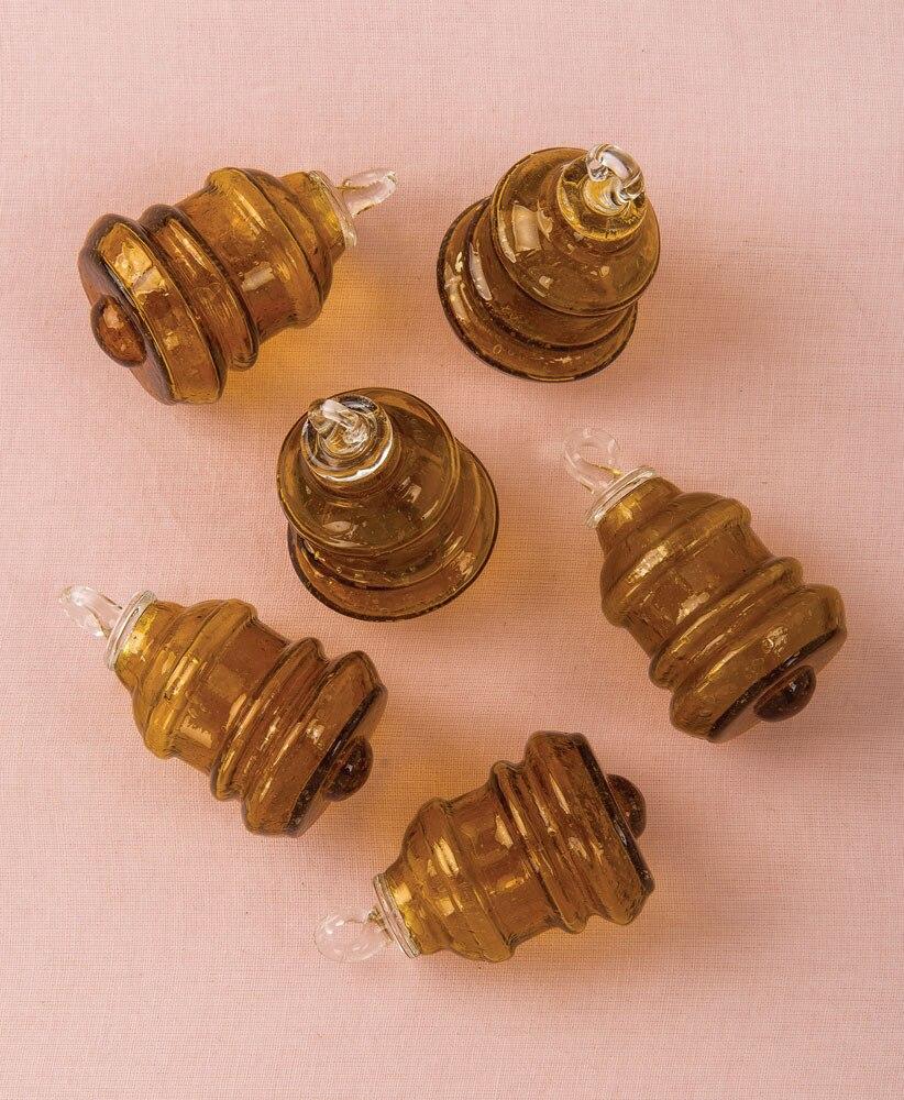 Root Beer Brown Bella Mini Recycled Glass Ornament, Set of 6 - PaperLanternStore.com - Paper Lanterns, Decor, Party Lights &amp; More