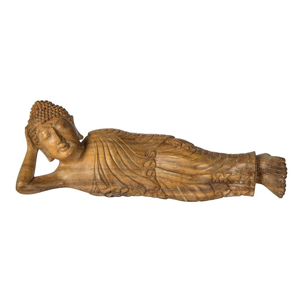 Natural Wood Reclining Buddha - BD207A - PaperLanternStore.com - Paper Lanterns, Decor, Party Lights &amp; More
