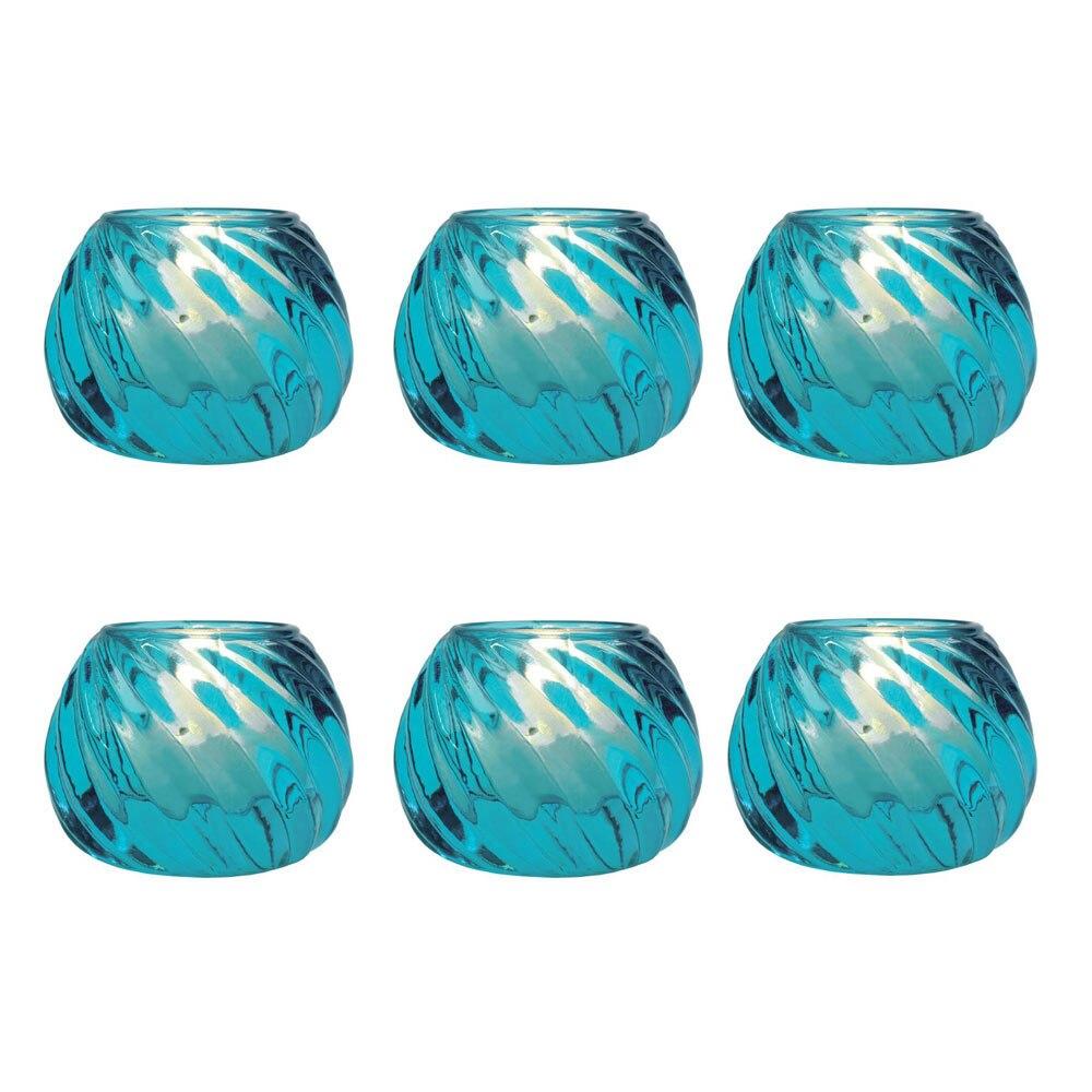 Turquoise Blue Isabella Glass Candle Holder, Set of 6 - PaperLanternStore.com - Paper Lanterns, Decor, Party Lights &amp; More