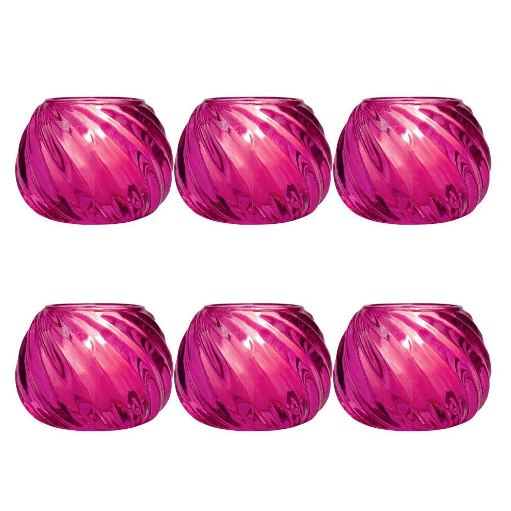 Fuchsia Pink Isabella Glass Candle Holder, Set of 6 - PaperLanternStore.com - Paper Lanterns, Decor, Party Lights &amp; More