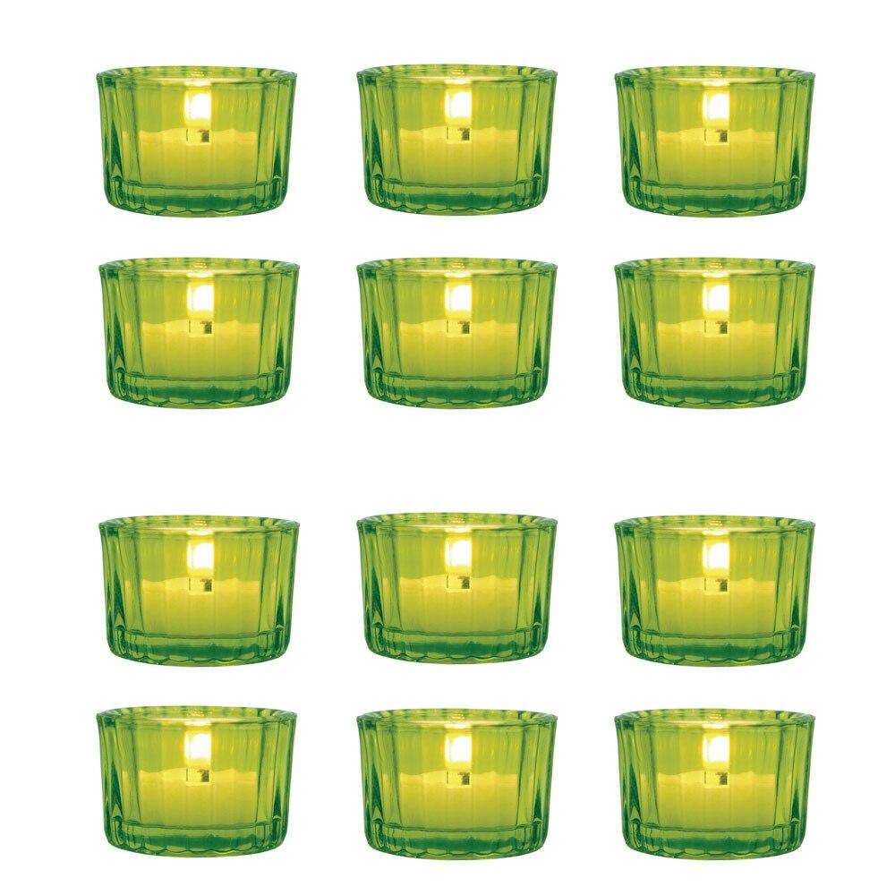 Chartreuse Green Cleo Colored Glass Tealight Holder, Set of 12 - PaperLanternStore.com - Paper Lanterns, Decor, Party Lights &amp; More