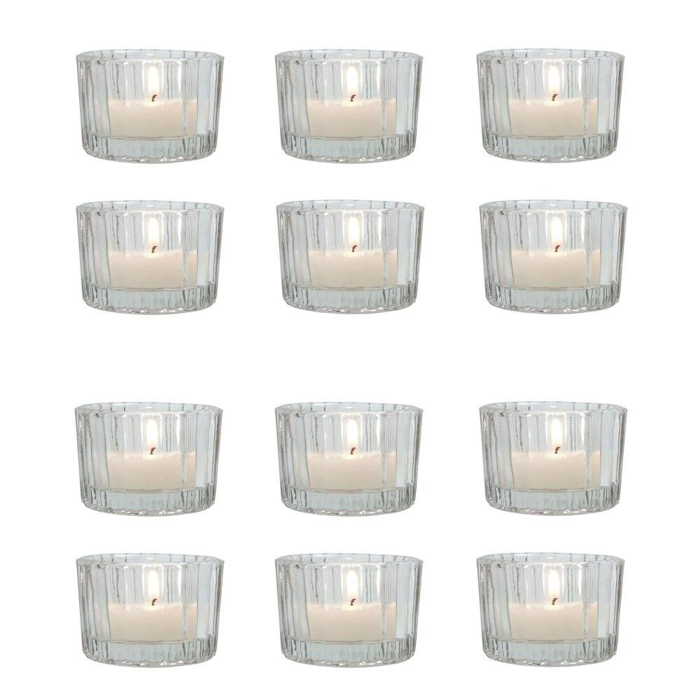 Clear Cleo Colored Glass Tealight Holder, Set of 12 - PaperLanternStore.com - Paper Lanterns, Decor, Party Lights &amp; More