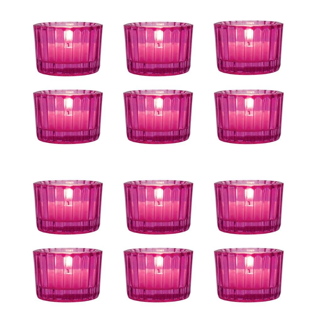 Fuchsia Pink Cleo Colored Glass Tealight Holder, Set of 12 - PaperLanternStore.com - Paper Lanterns, Decor, Party Lights &amp; More
