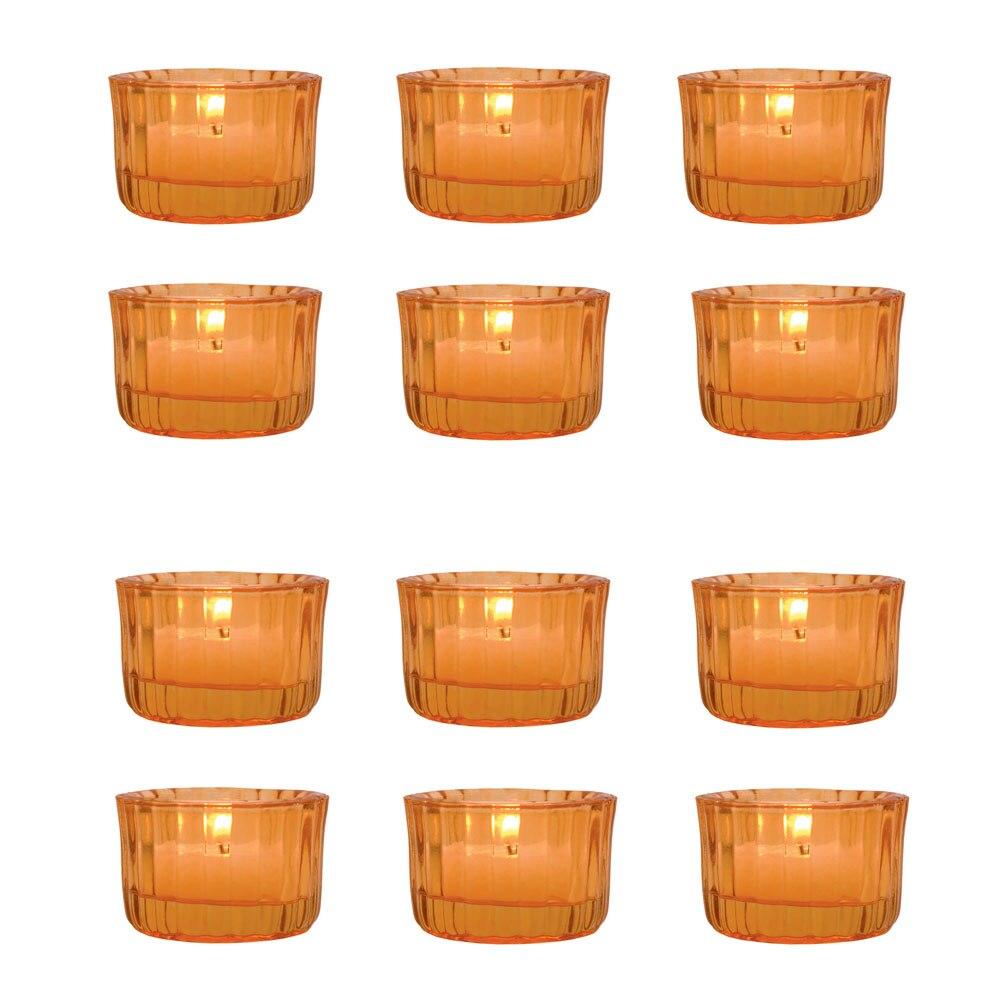 Orange Cleo Colored Glass Tealight Holder, Set of 12 - PaperLanternStore.com - Paper Lanterns, Decor, Party Lights &amp; More
