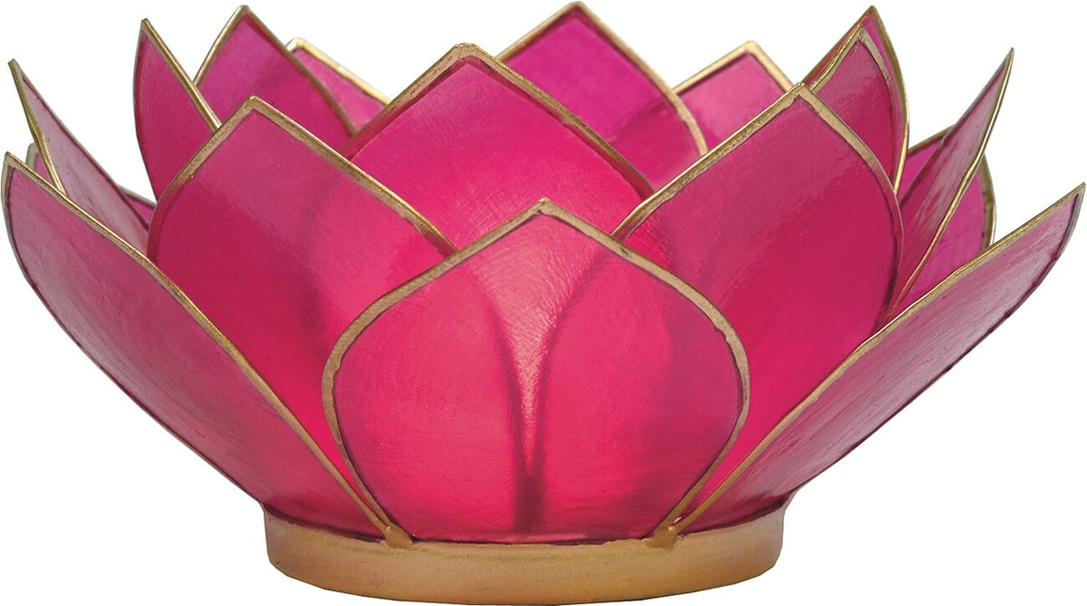 Fuchsia Pink &amp; Gold Nani Medium Capiz Lotus Candle Holder - PaperLanternStore.com - Paper Lanterns, Decor, Party Lights &amp; More