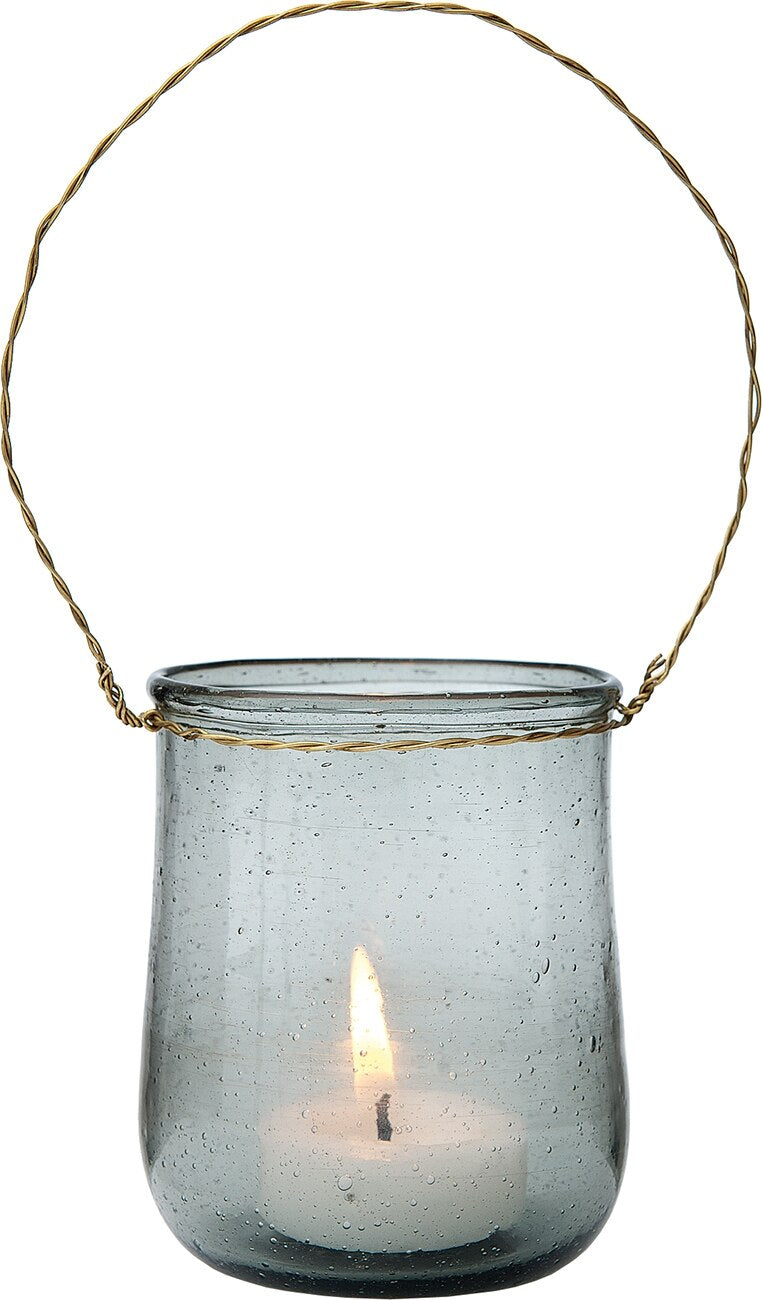 Charcoal Sand Piper Recycled Glass Hanging Candle Holder - PaperLanternStore.com - Paper Lanterns, Decor, Party Lights &amp; More