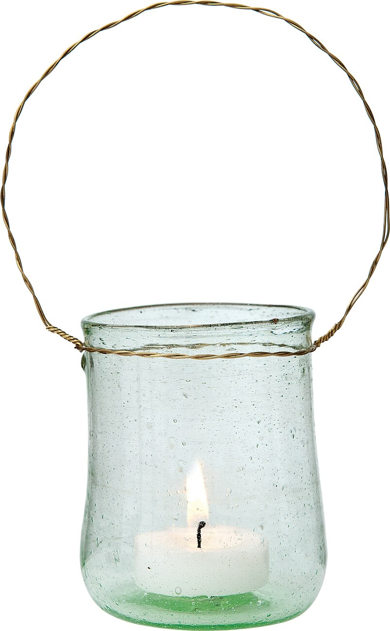 Light Green Sand Piper Recycled Glass Hanging Candle Holder - PaperLanternStore.com - Paper Lanterns, Decor, Party Lights &amp; More