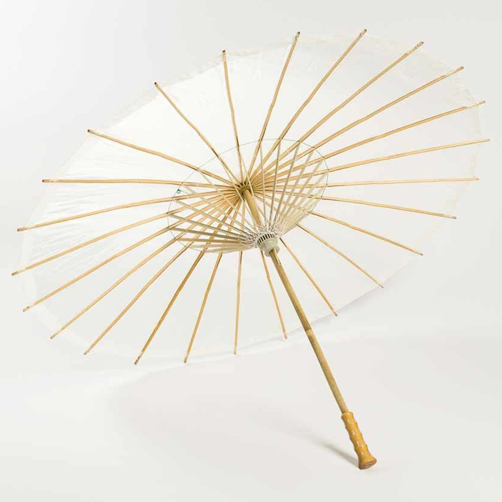 38&quot; Beige / Ivory Nylon Parasol Umbrella with Elegant Handle