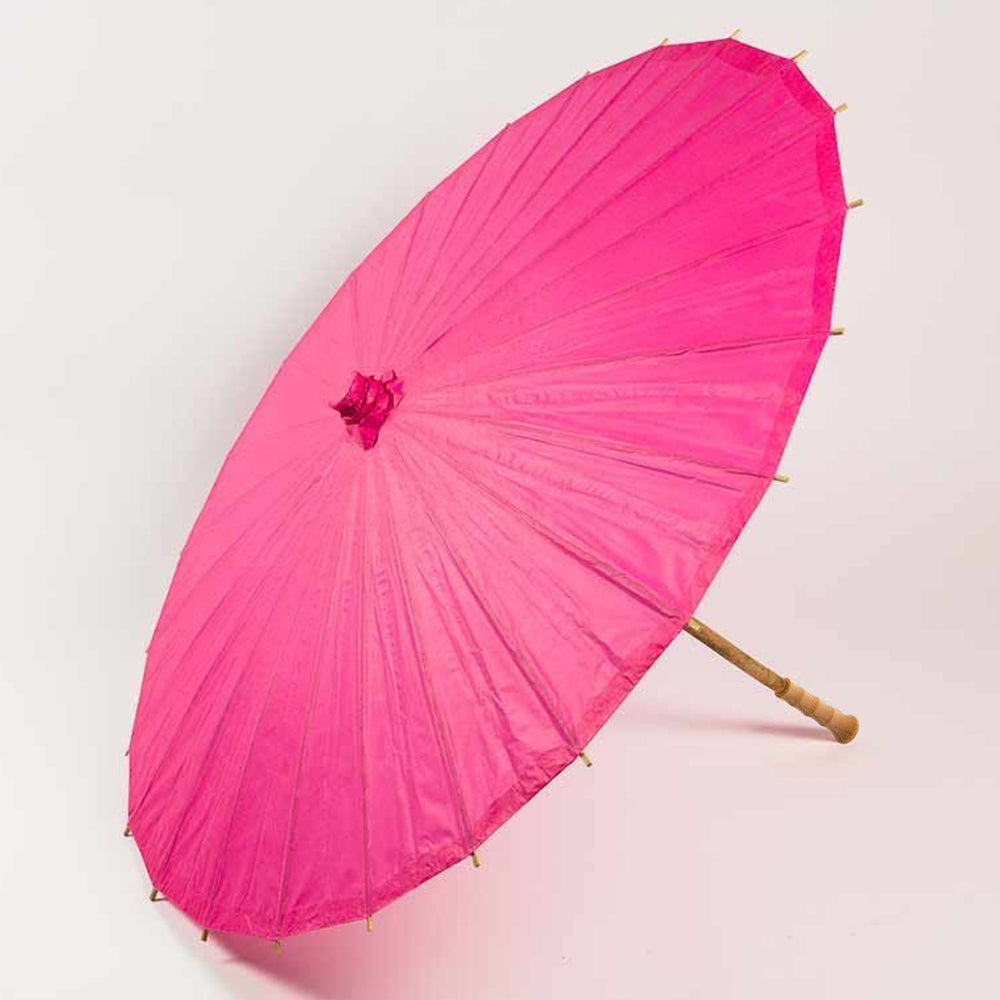 BULK PACK (10-Pack) 32&quot; Fuchsia Paper Parasol Umbrella with Elegant Handle