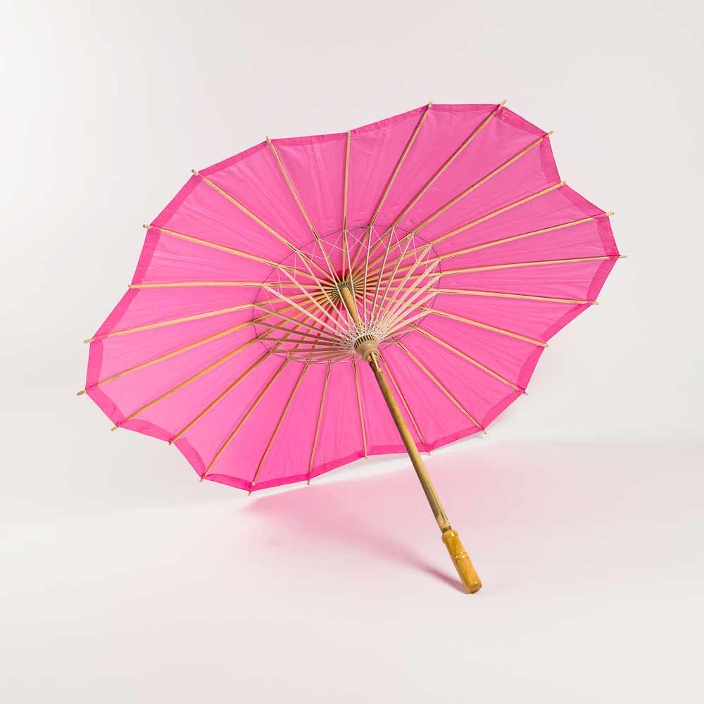 32" Fuchsia Paper Parasol Umbrella, Scallop Blossom Shaped - PaperLanternStore.com - Paper Lanterns, Decor, Party Lights & More