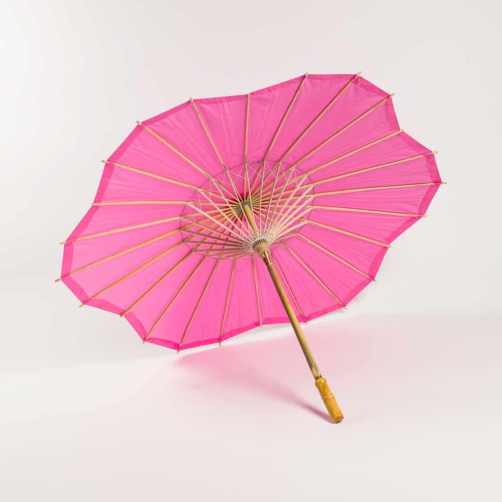 32&quot; Fuchsia Paper Parasol Umbrella, Scallop Blossom Shaped - PaperLanternStore.com - Paper Lanterns, Decor, Party Lights &amp; More
