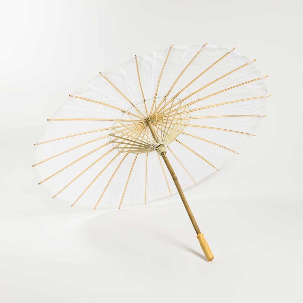 28" White Parasol Umbrella, Premium Nylon - PaperLanternStore.com - Paper Lanterns, Decor, Party Lights & More
