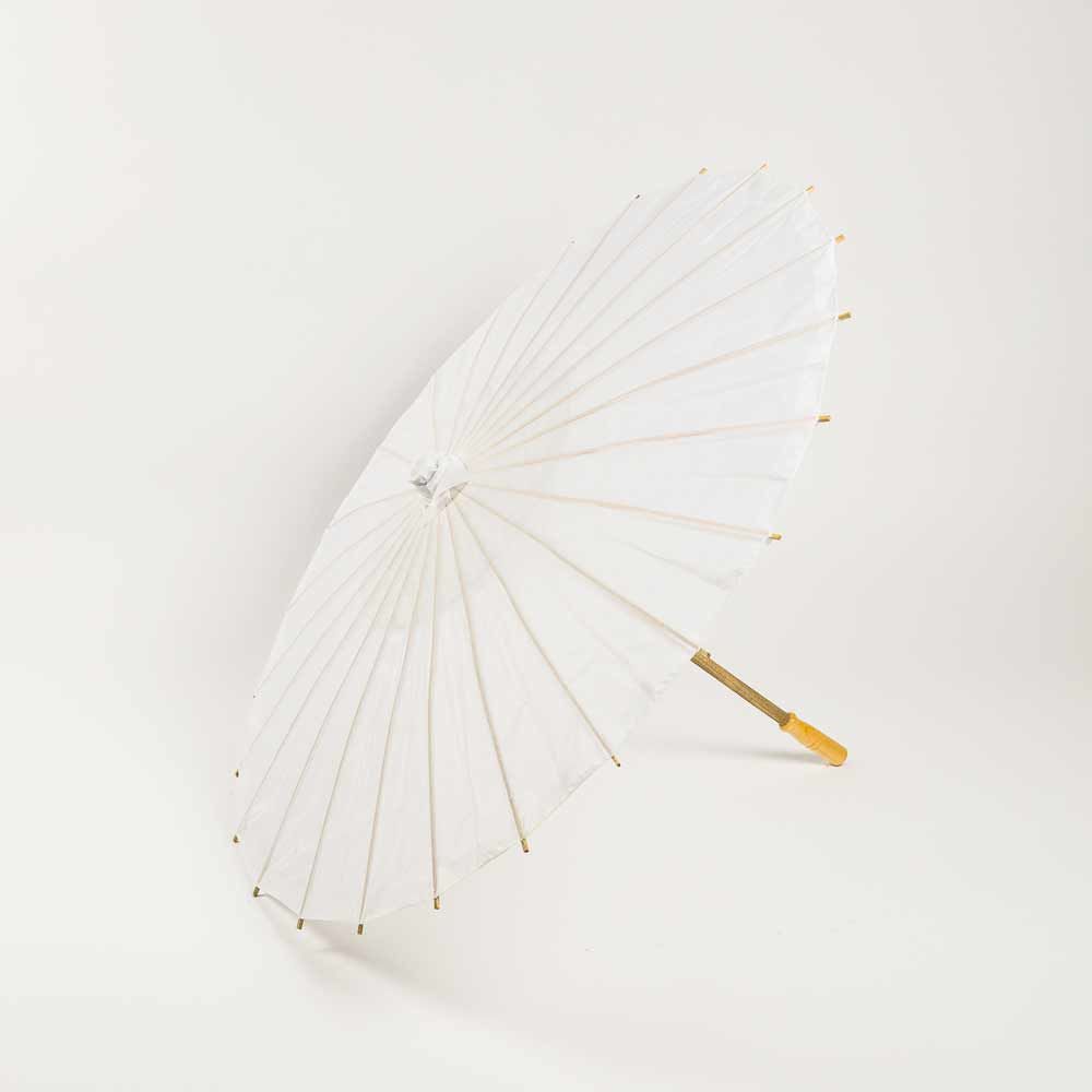 28&quot; White Parasol Umbrella, Premium Nylon - PaperLanternStore.com - Paper Lanterns, Decor, Party Lights &amp; More
