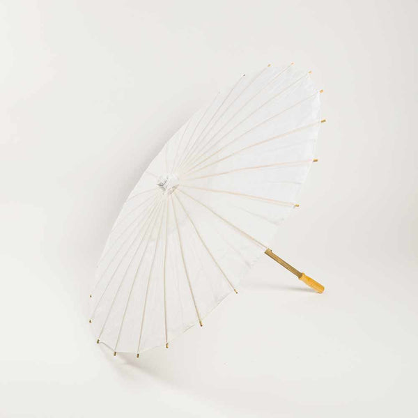 Elegant 32 Inch White Parasol Umbrella, Premium Nylon for Weddings, Festivals or any occasion  - Luna Bazaar | Boho & Vintage Style Decor