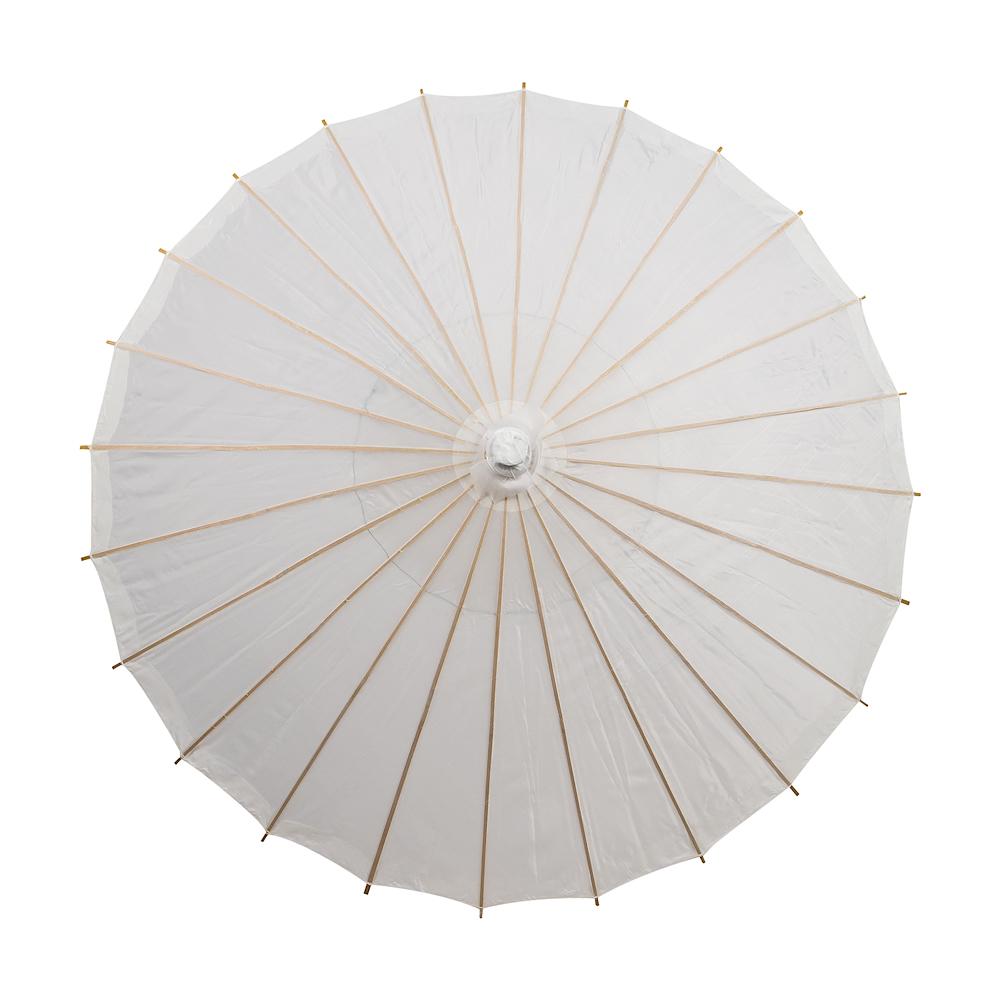 38&quot; White Nylon Parasol Umbrella with Elegant Handle