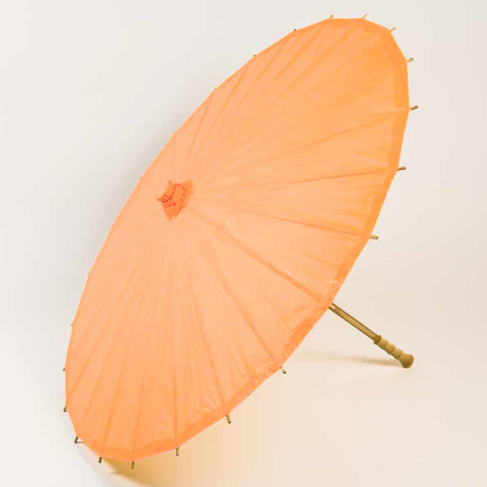 BULK PACK (10-Pack) 32&quot; Orange Paper Parasol Umbrella with Elegant Handle