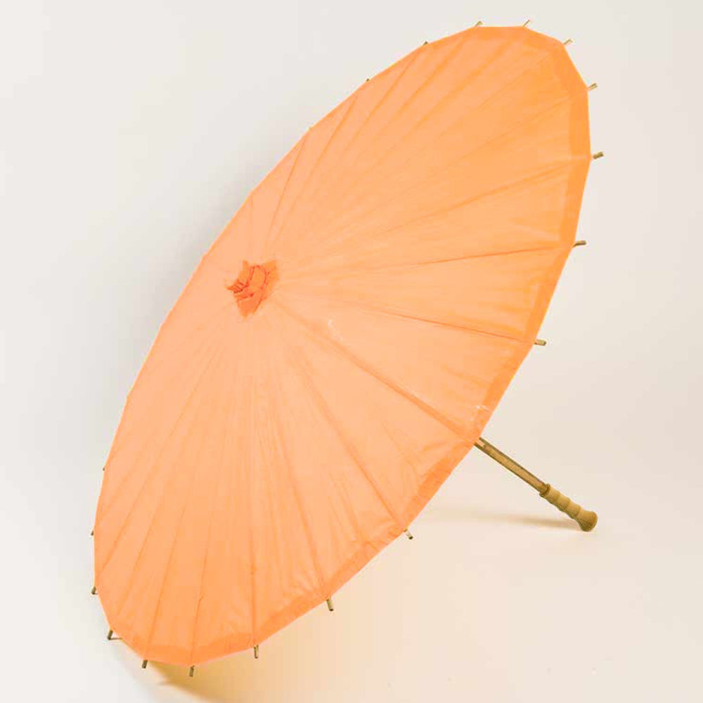BULK PACK (10-Pack) 32" Orange Paper Parasol Umbrella with Elegant Handle