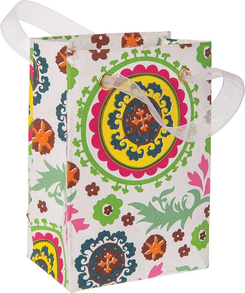 White Suzani Medium Paper Gift Bag - PaperLanternStore.com - Paper Lanterns, Decor, Party Lights &amp; More