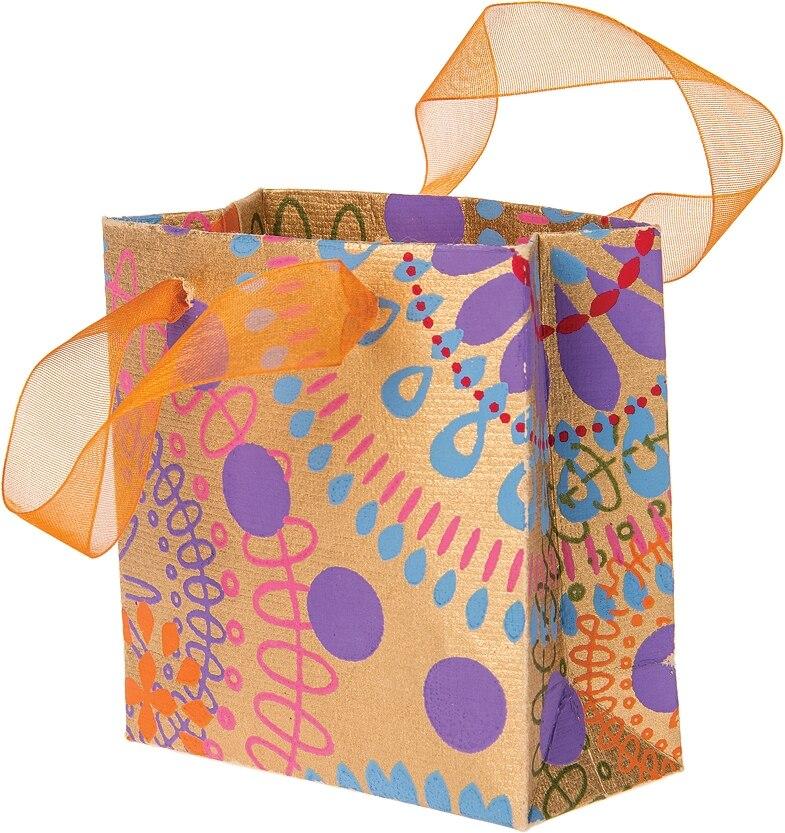 Gold Medallion Print Small Paper Gift Bag - PaperLanternStore.com - Paper Lanterns, Decor, Party Lights &amp; More