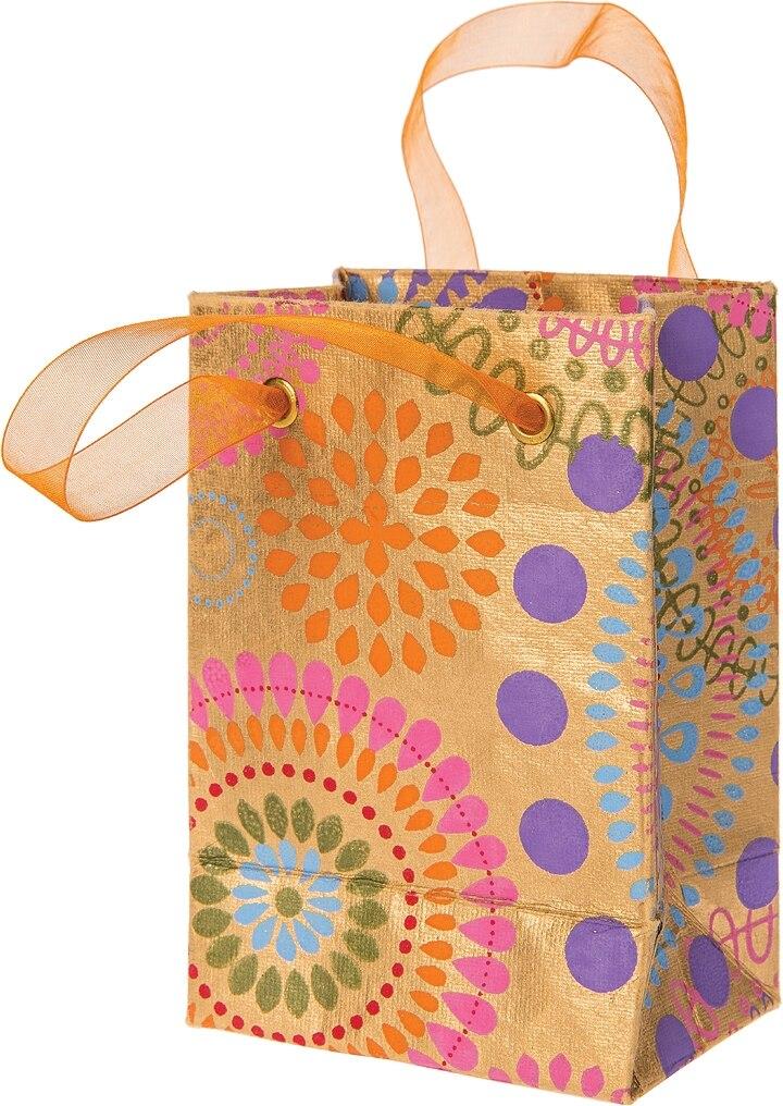 Gold Medallion Print Medium Paper Gift Bag - PaperLanternStore.com - Paper Lanterns, Decor, Party Lights &amp; More